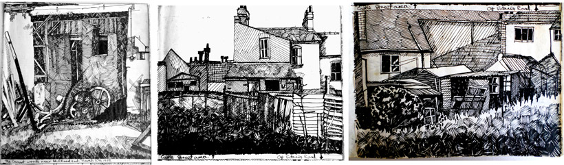Rotring pen studies around Cambridge 1968