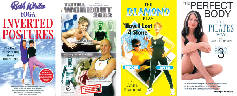 Ruth White - Yoga Inverted Postures. Ruth White created a yoga series which was marketed and distributed through my client Beckmann Visual Publishing. I designed 4 yoga video sleeves in total. Total Workout 2002 presented by Alex Rees and Jamie Baird, aka 