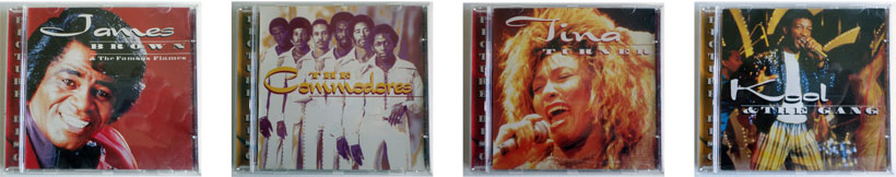 James Brown, The Commadores, Tina Turner, Kool and The Gang.