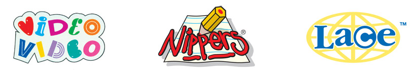 Video Video for The Video Collection. This logo was used for a new double box to hold 2 videos side by side, so it was huge and the sleeves were super sized too! Nippers was a logo for print and we created an animated version too, which was introduced at the beginning of the programmes.
Lace for Lace International.