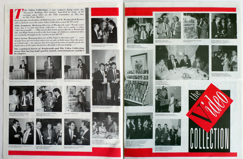 The Screen International advertorial, showing the video luminaries associated with the launch to Woolworths of The Video Collection. Many of those present would go on to be extra clients of mine later!