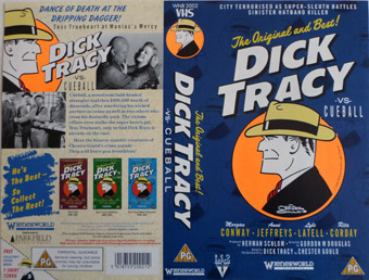 A full video sleeve for Dick Tracy -VS- Cueball, showing the complex promotions etc!