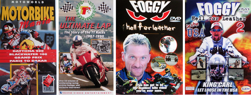 Motorbike Mania -The Video Collection ,TT The Ultimate Lap - Telstar Video Entertainment, Foggy, Hell For Leather vol 1 and Vol 2.