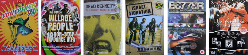 Sunsplash 90 - Reggae Rockers, The Best of The Village People, Dead Kennedys - The Early Years Live, Israel Vibration - Reggae In Holyland, Better Living Through Circuitry, The Incredible String Band.